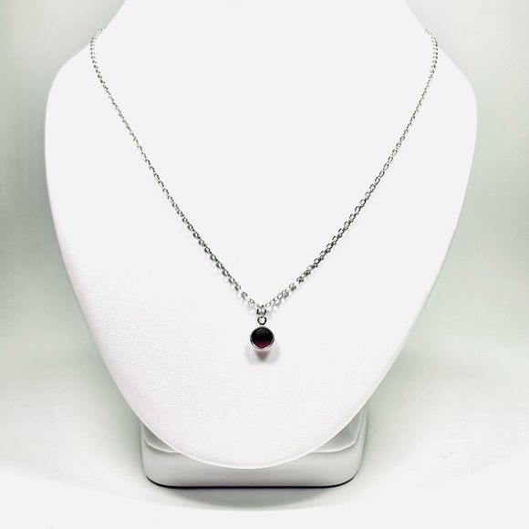 February Swarovski Crystal Necklace, Amethyst Swarovski Crystal, Handmade - Picture 4 of 5